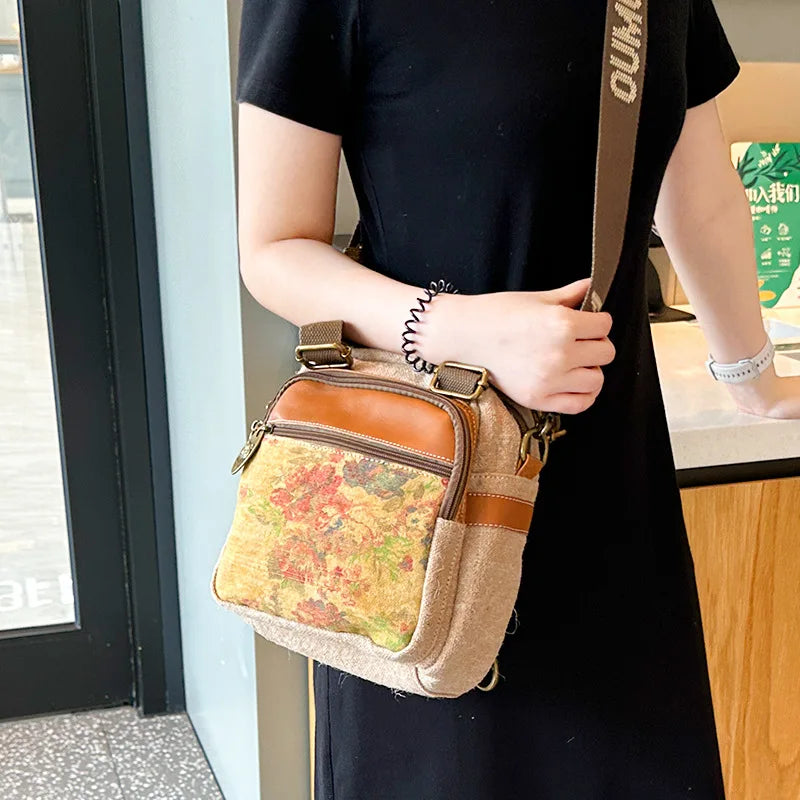 Mochila Mujer Ita Bag Luxury - Diseño Floral Lino