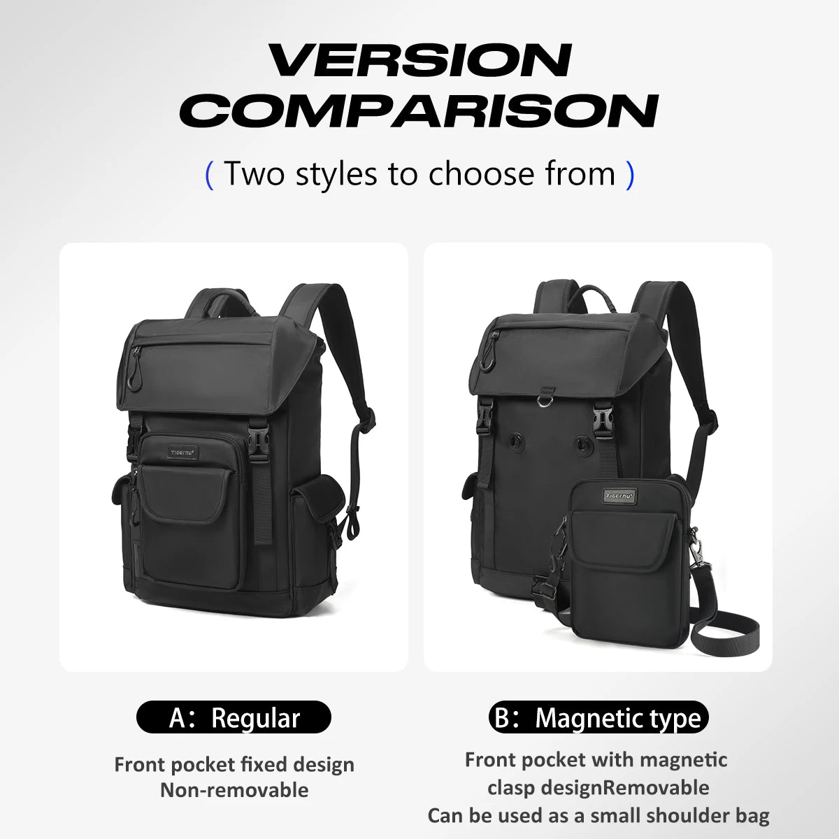 Mochila Tigernu Laptop 14" - Con Bolso Removible 16L