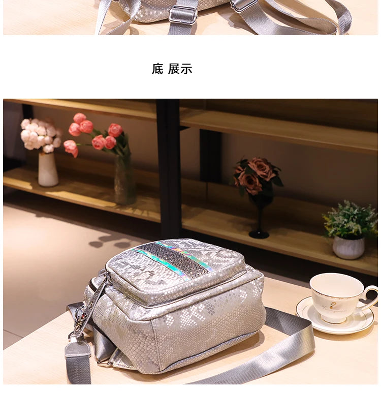 Mochila Mujer Ita Bag Diamantes - Cuero Genuino Luxury