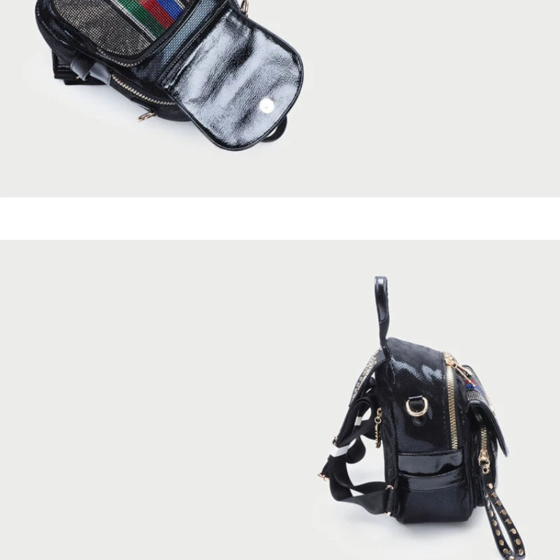 Mochila Mujer Cuero Genuino - Remaches y Cristales Luxury